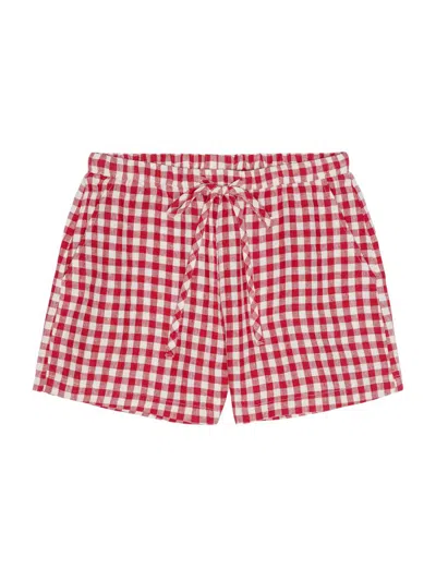 Rails Jenner Gingham Pull-on Linen Shorts In Red