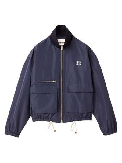 Miu Miu Technical Fabric Blouson Jacket In Blue