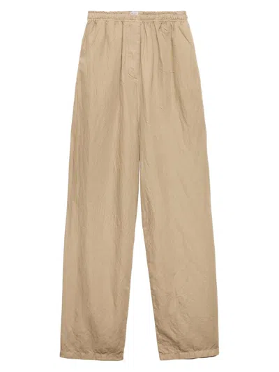 Prada Drawstring Cotton-linen Pants In Multi