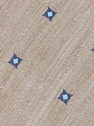Pre-owned Dunhill Diamond-patterned Silk-linen Tie In Neutral