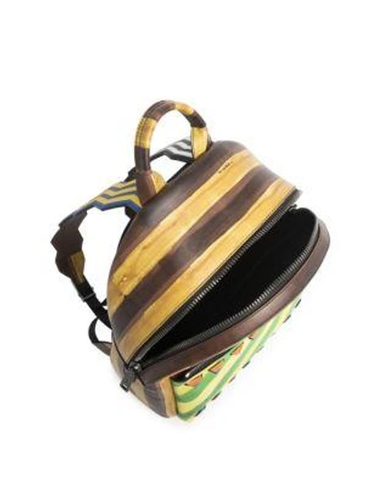 Shop Fendi Monster Striped Leather Backpack In Multi