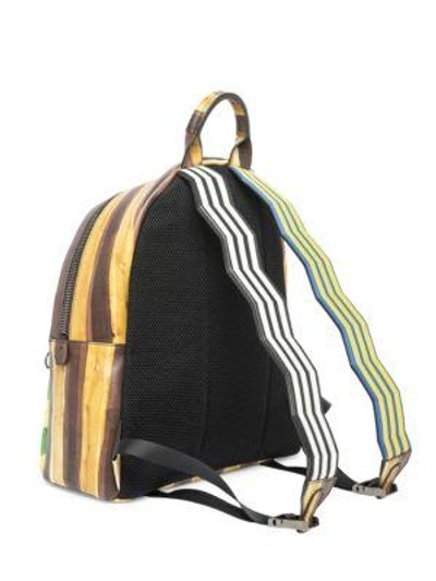 Shop Fendi Monster Striped Leather Backpack In Multi