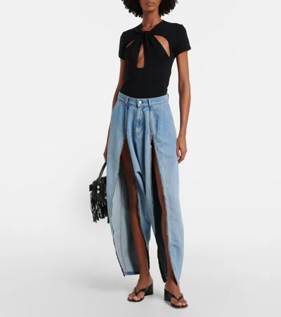 Coperni Front-slit Balloon Jeans In Blue
