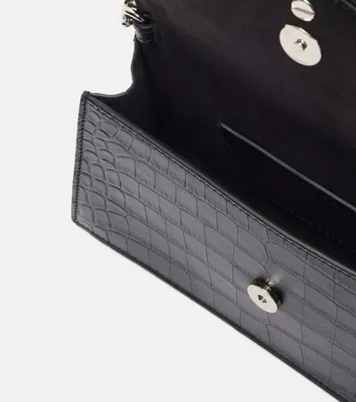 Alexander Mcqueen Mcqueen Mini Bag In Croc-effect Calfskin Leather With Skull In Black
