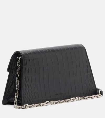 Alexander Mcqueen Mcqueen Mini Bag In Croc-effect Calfskin Leather With Skull In Black