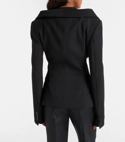 Alexander Mcqueen Mcqueen Off The Shoulder Wool Grain De Poudre Harness Jacket In Animal Print