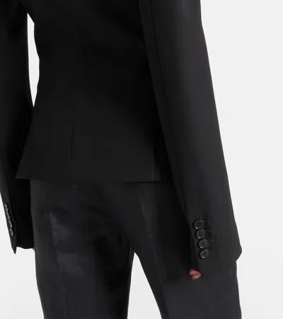 Alexander Mcqueen Mcqueen Off The Shoulder Wool Grain De Poudre Harness Jacket In Animal Print