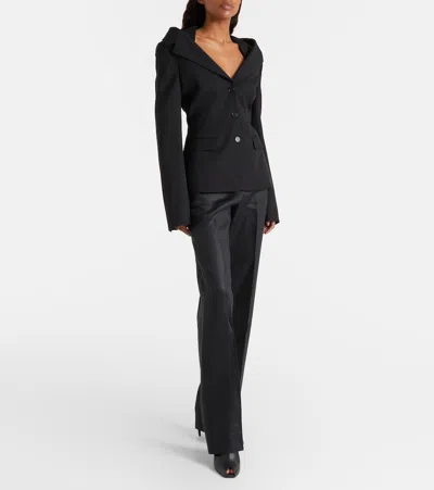 Alexander Mcqueen Mcqueen Off The Shoulder Wool Grain De Poudre Harness Jacket In Animal Print