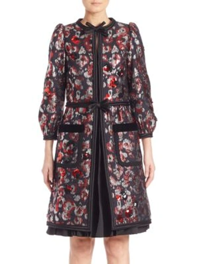 Shop Marc Jacobs Flower Sequin Coat In Red