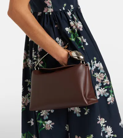 Erdem Bloom Medium Leather Shoulder Bag In Red