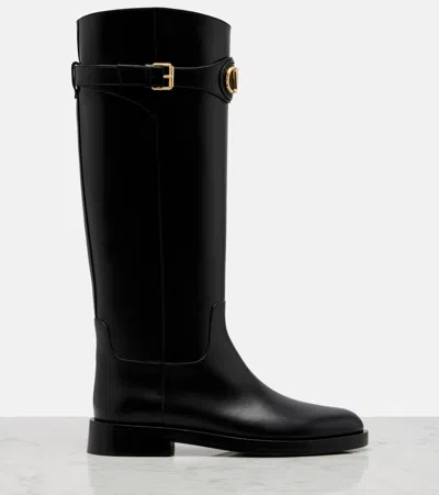 Valentino Garavani Vlogo Signature Calfskin Boot 30mm Woman Black 41.5 In Black