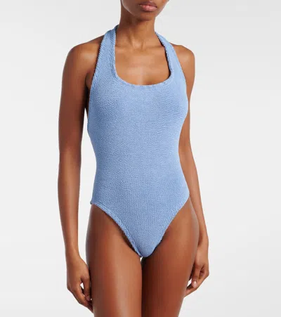 Hunza G Crinkle One-piece Swimsuit In Blue