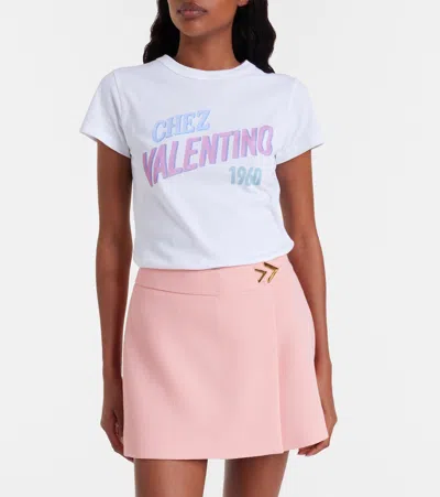 Valentino Womens Bianco Text-print Round-neck Cotton T-shirt In White