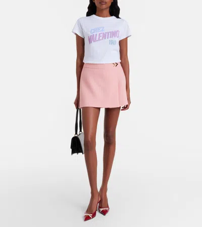 Valentino Womens Bianco Text-print Round-neck Cotton T-shirt In White