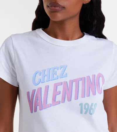 Valentino Womens Bianco Text-print Round-neck Cotton T-shirt In White