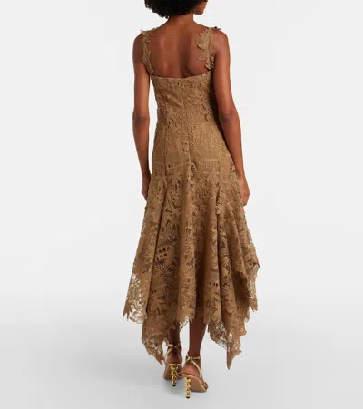 Oscar De La Renta Dominican Republic Toile Guipure Lace Cocktail Dress In Brown