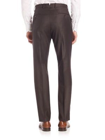 Shop Incotex Benson Sharkskin Dress Pants In Dark Brown