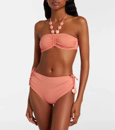 Eres Beaded Halter Bikini Top In Brown