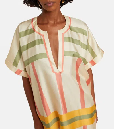 Eres Berlingot Printed Silk-twill Kaftan In White