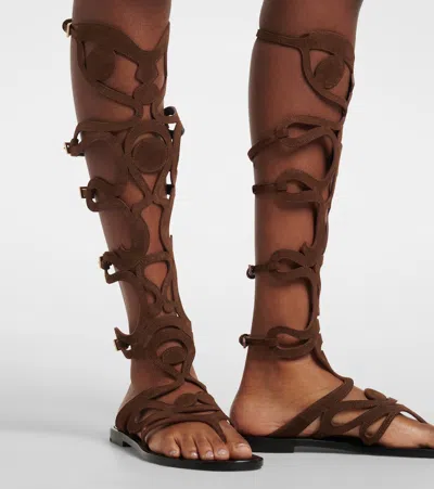 Pucci Suede Gladiator Sandals In Brown