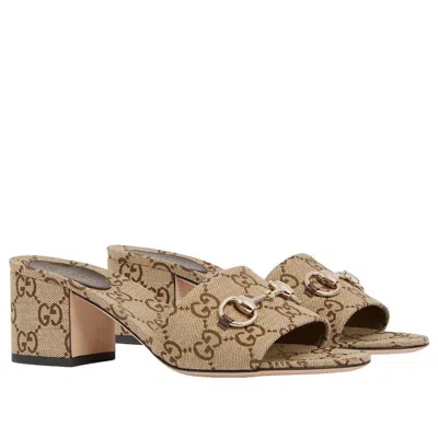 Gucci 55mm Siaga Gg Monogram Canvas Block-heel Sandals In Animal Print