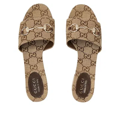 Gucci 55mm Siaga Gg Monogram Canvas Block-heel Sandals In Animal Print