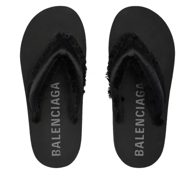 Balenciaga Jet Leg Platform Flip Flops In Viscose In Black