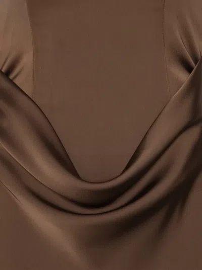 Rotate Birger Christensen Abito Lungo Corsage Chicory Coffee In Brown