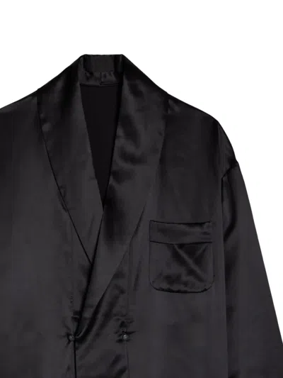 Delos Gilbert Double-breasted Silk Jacket In Black