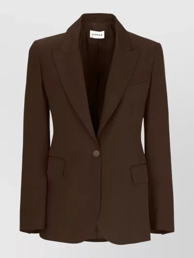 P.a.r.o.s.h Double Breasted Blazer Structured Shoulders In Brown