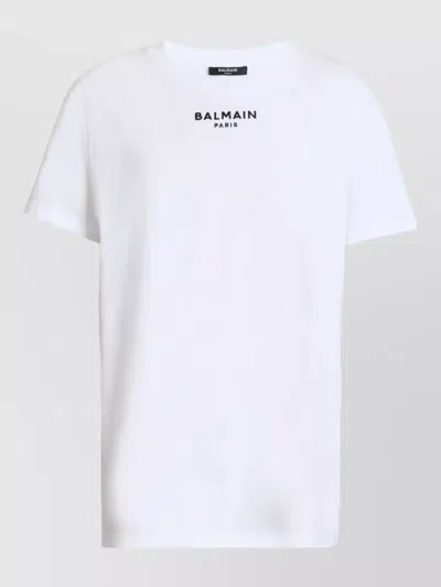 Balmain Crew Neck Nylon Blend Silk Top In White
