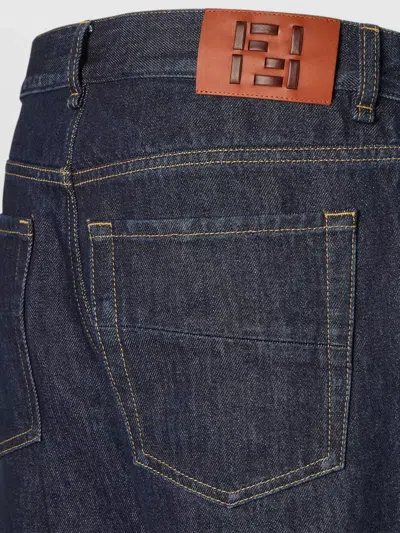 Fendi Straight Leg Denim Trousers With Five Pockets In Blue