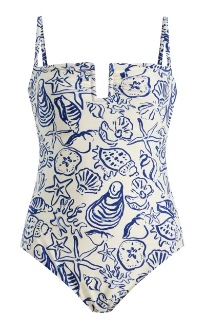 Simkhai Womens Blueberry Multi Ottilie Strapless Swimsuit In Blue
