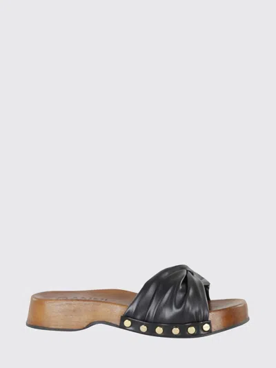 Ganni Tia Fairy Black Recycled Leather Polyurethane Polyester Wood Slides