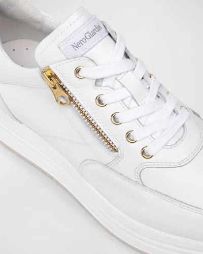 Nerogiardini Bow Platform Leather Sneakers In White