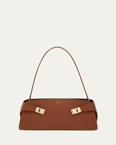 Ferragamo Hug East-west Small Leather Shoulder Bag In Pink