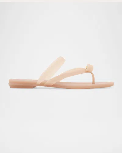 Ferragamo Jealsa Rubber Flat Thong Sandals In Pink