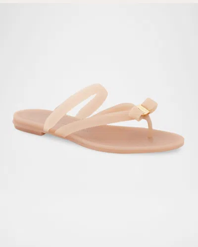 Ferragamo Jealsa Rubber Flat Thong Sandals In Pink