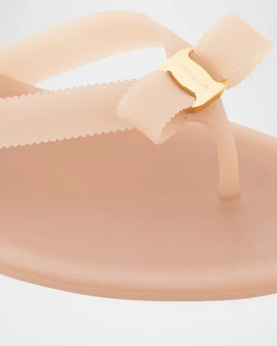 Ferragamo Jealsa Rubber Flat Thong Sandals In Pink