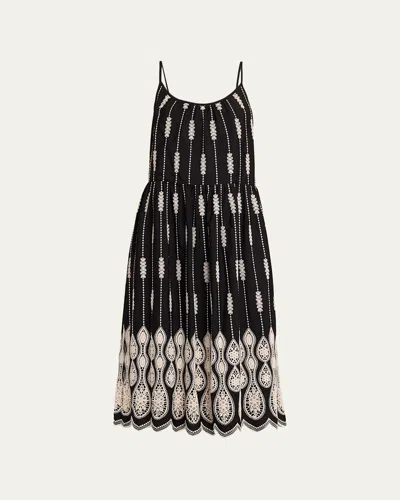 Ramy Brook Kaelyn Embroidered High Neck Mini Dress In Black