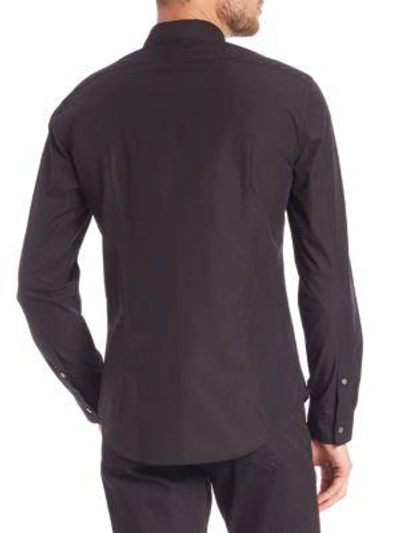 Shop John Varvatos Solid Adjustable Sleeve Shirt In Black