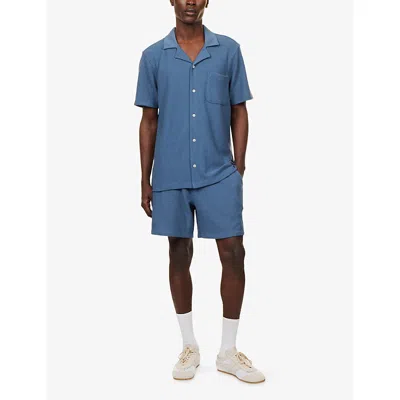Paige Mens Lakeside Oliver Short-sleeve Cotton-blend Shirt In Blue