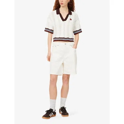 The Couture Club Womens Ecru Regular-fit Straight-leg Denim Shorts In Nude