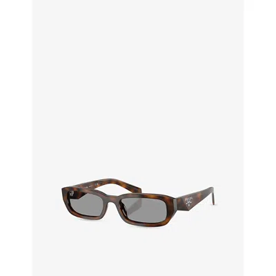 Prada Womens Brown Pr B06s Rectangular-frame Acetate Sunglasses In Brown