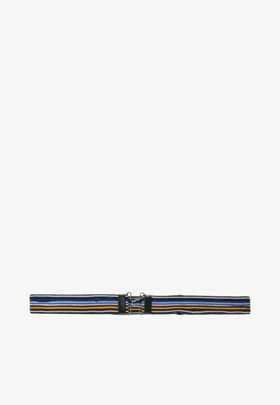 Prada Striped Clasp Buckle Belt Elastic Cotton In Multi