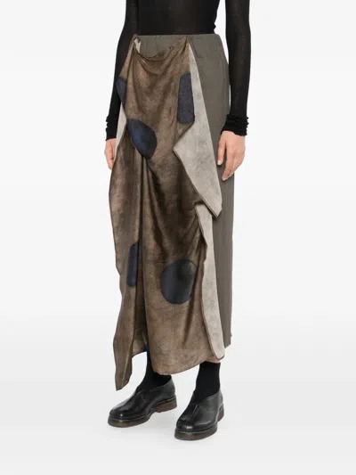 Uma Wang Elastic Waist Midi Skirt In Multi