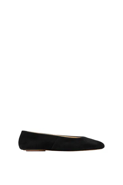 Massimo Dutti Soft Leather Ballet Flats In Black
