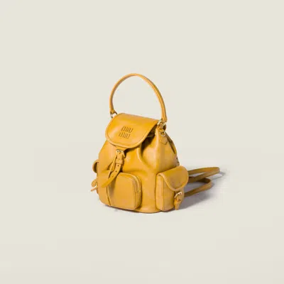 Miu Miu Leather Backpack In Yellow