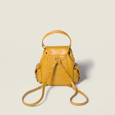 Miu Miu Leather Backpack In Yellow
