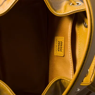 Miu Miu Leather Backpack In Yellow